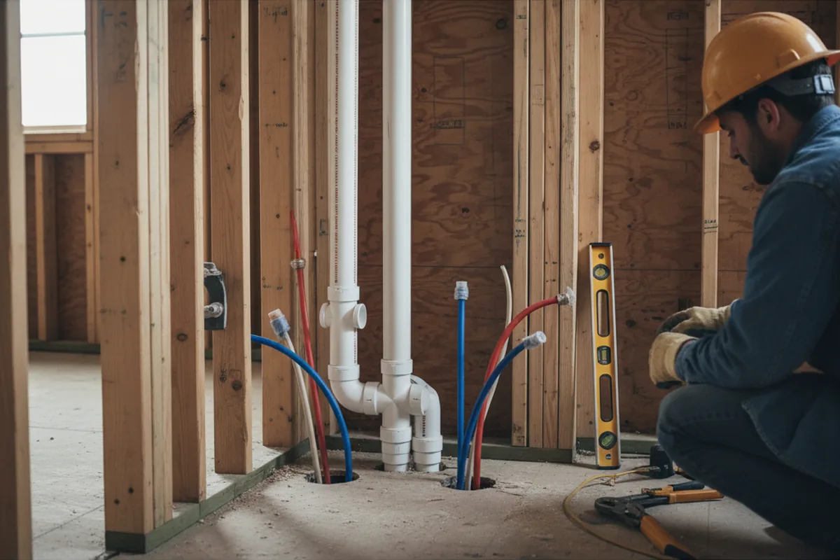 Drain and supply rough-in during Drain Cleaning in Callahan