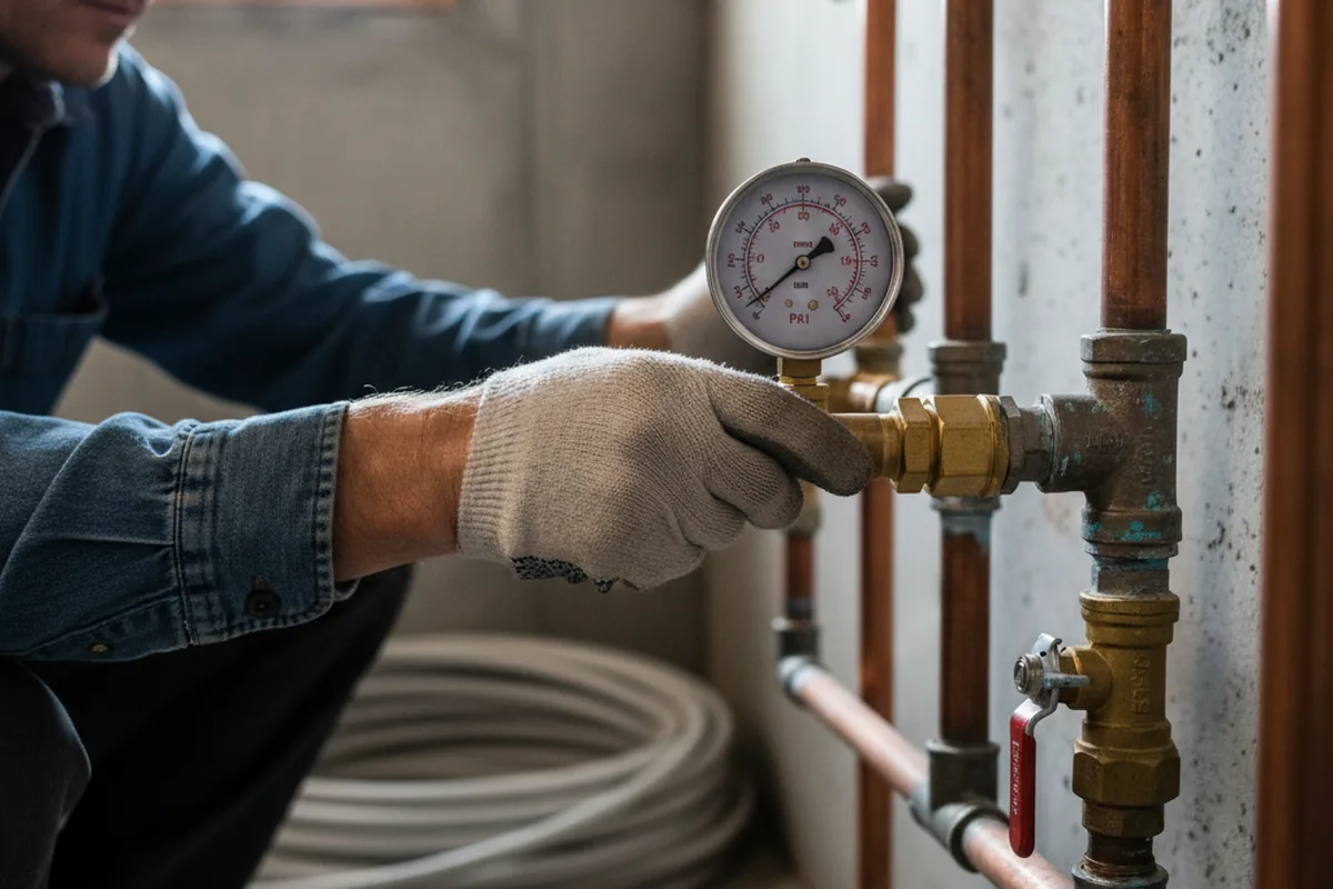 Pressure testing a repaired line during Water Line Repair in Callahan